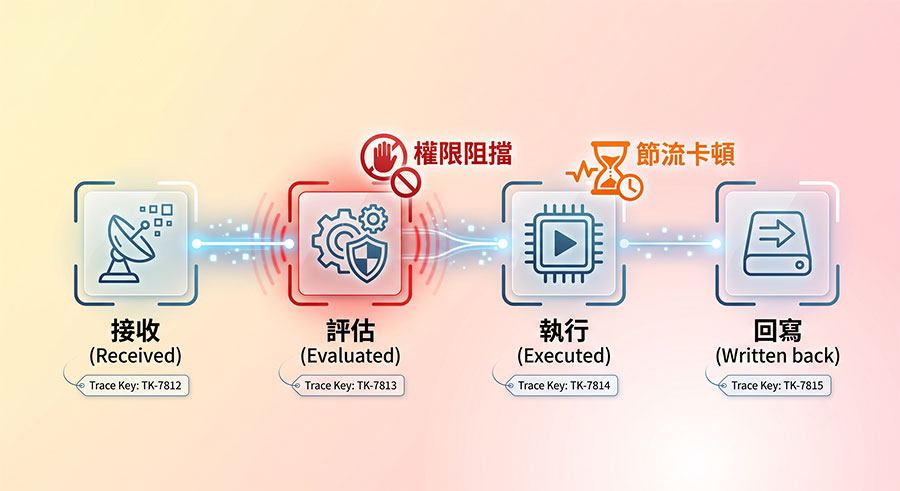 Hermes agent 事件 trace key 流水線與常見卡頓節點圖