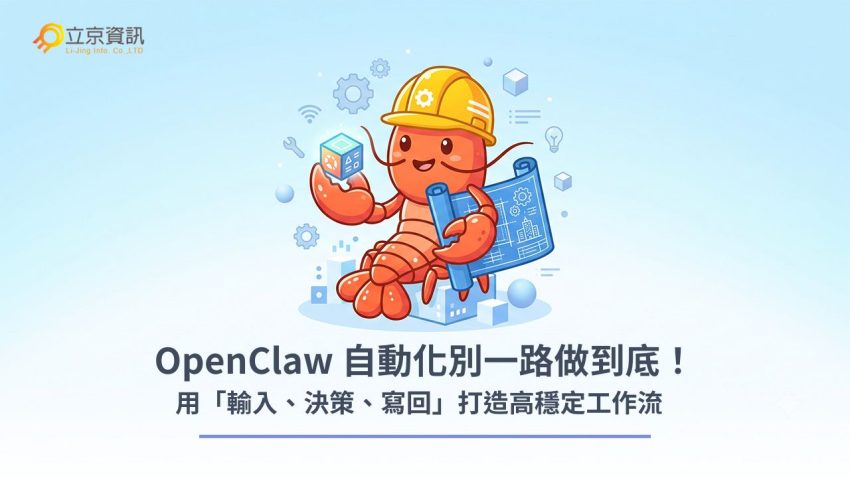 OpenClaw 自動化流程拆解為輸入收斂、決策執行與外部寫回三層架構示意圖