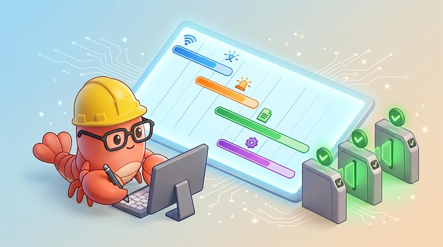 OpenClaw 本地模型運作排查時間軸與驗證閘門示意圖